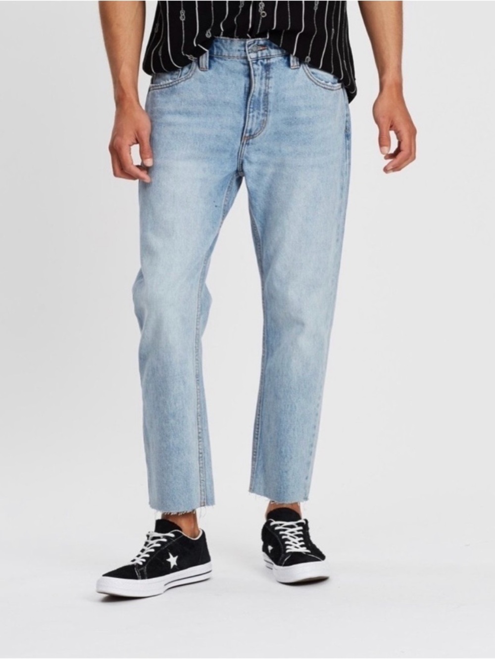 ROLLA'S Relaxo Chop In Original Stone Wash Relaxed Fit Frayed Raw Hem Jeans